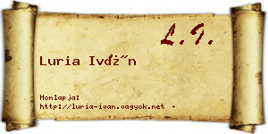 Luria Iván névjegykártya